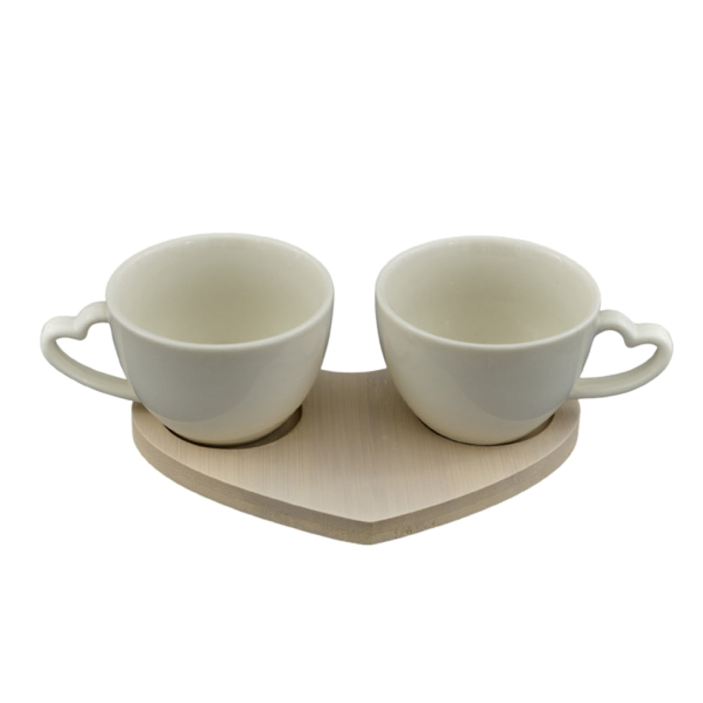 Wedding Favor Set of 2 Wooden Heart Base Cups