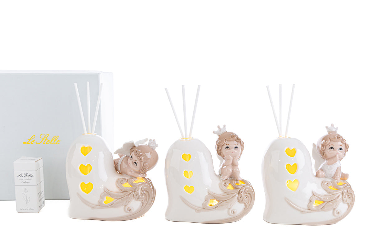 Ange sur coeur Led étoiles en porcelaine faveur du parfumeur