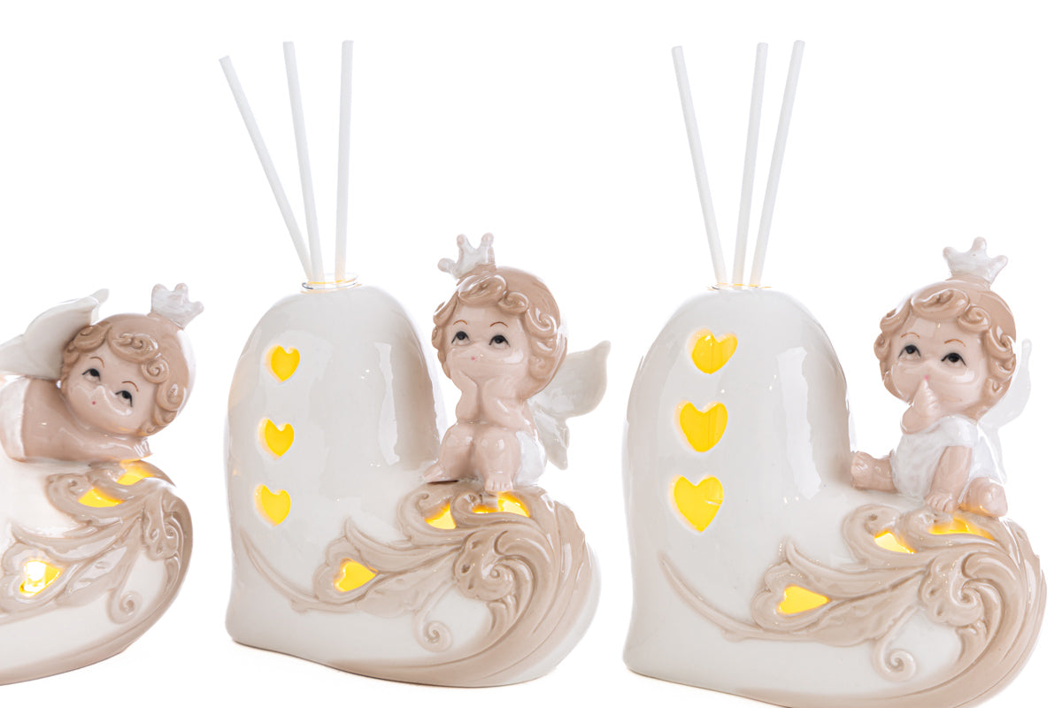 Ange sur coeur Led étoiles en porcelaine faveur du parfumeur