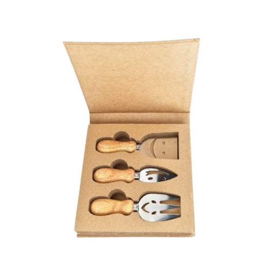 Wood Wedding Favor Set 3 Pcs Fork + Knife + Spatula CBR