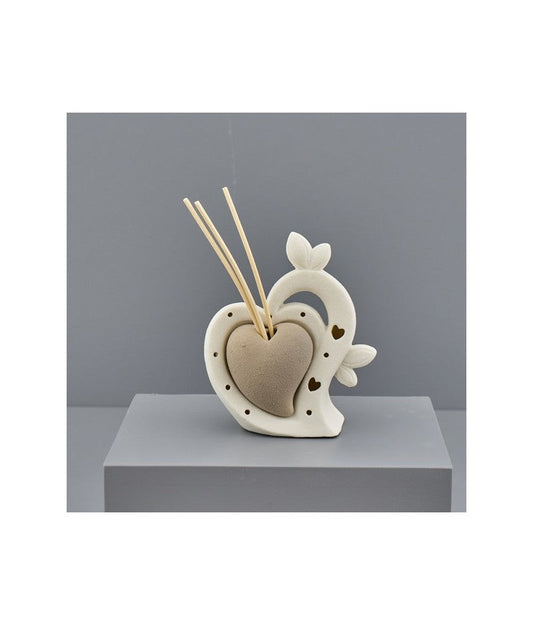 Couple of Heart Led Dove Gray and White Porcelain Perfumer Favors